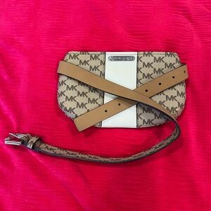 Michael Kors Tan and Cream Signature Clutch